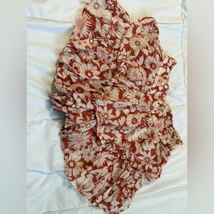 American Eagle Outfitters Floral Mini Skirt - Red and White